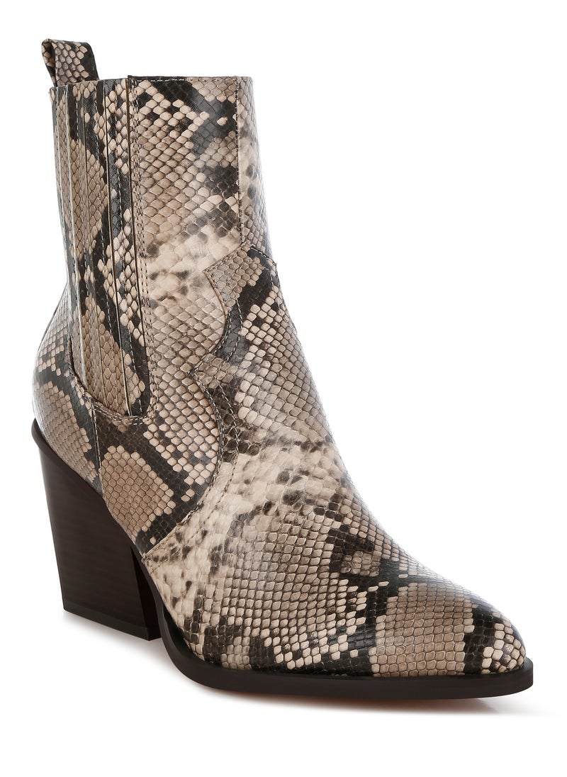 Snake Print Ankle Boots in Snake