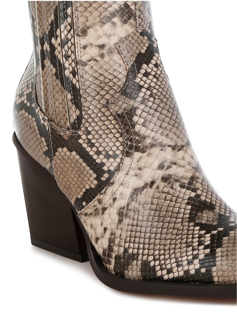 Snake Print Ankle Boots in Snake