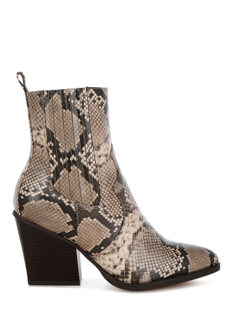 Snake Print Ankle Boots in Snake