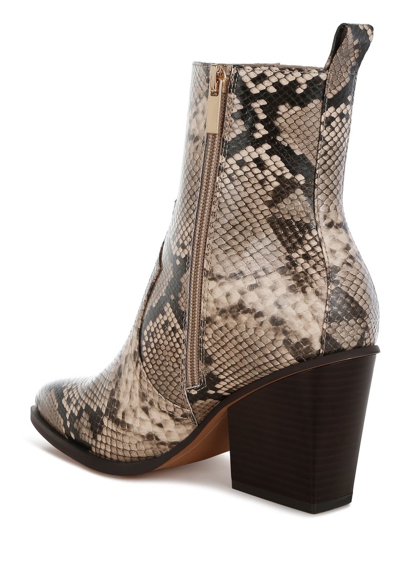 Snake Print Ankle Boots in Snake