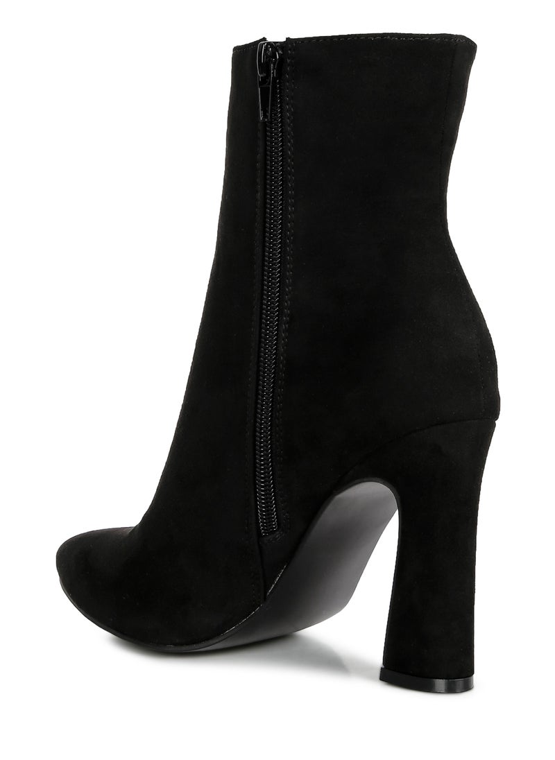 Black Block Heeled Ankle Boots