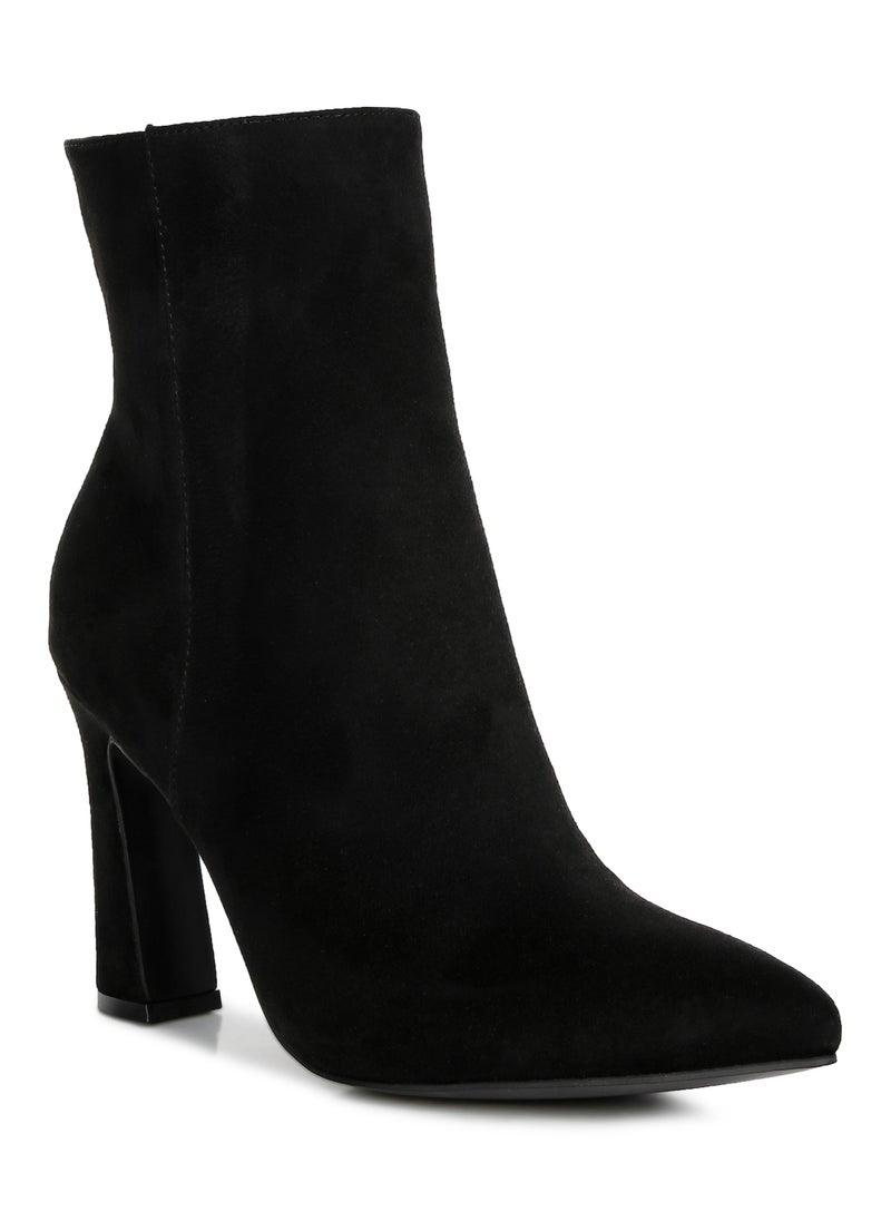 Black Block Heeled Ankle Boots