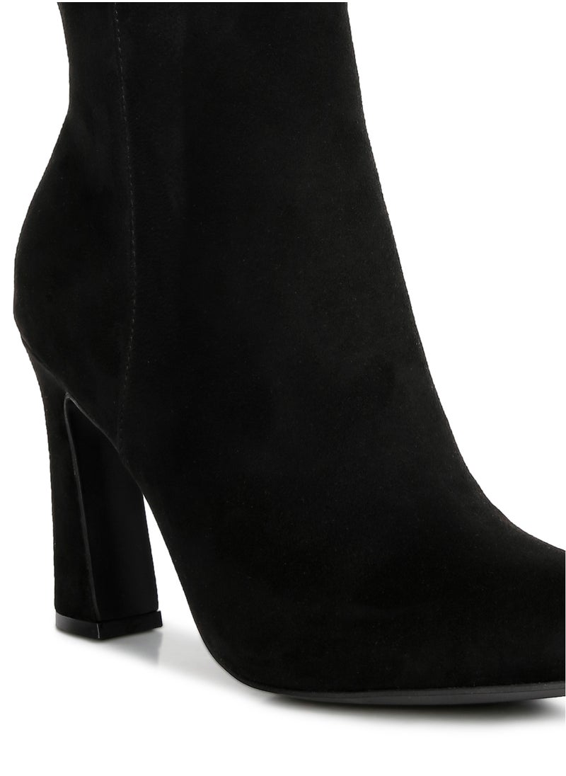 Black Block Heeled Ankle Boots