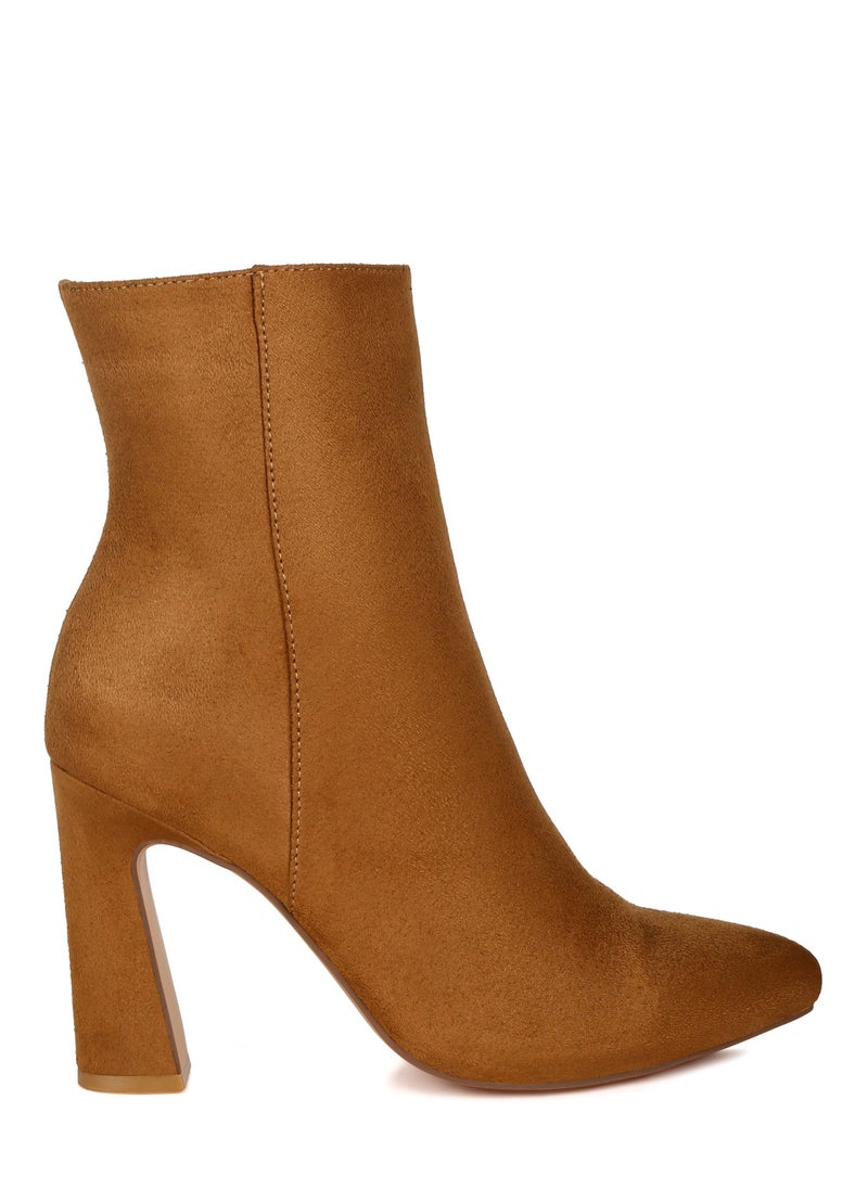 Block Heeled Ankle Boots in Tan