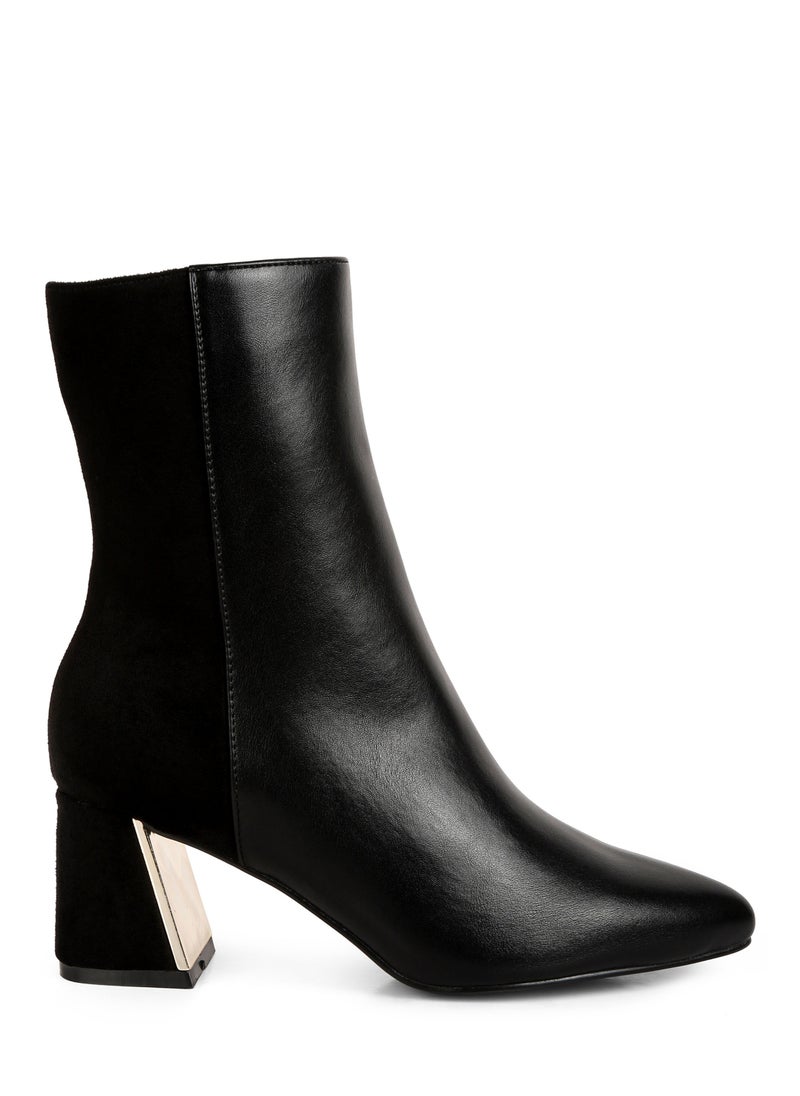 Black Suede Back Panel High Ankle Boots