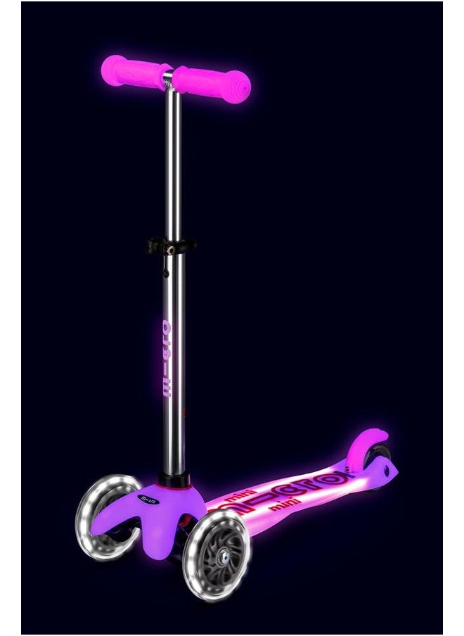 Micro Scooters | Mini Micro Deluxe LED Children's Scooter | Handlebar Adjustable | Light Up Wheels | Glow In The Dark | Boys & Girls | 2-5yrs