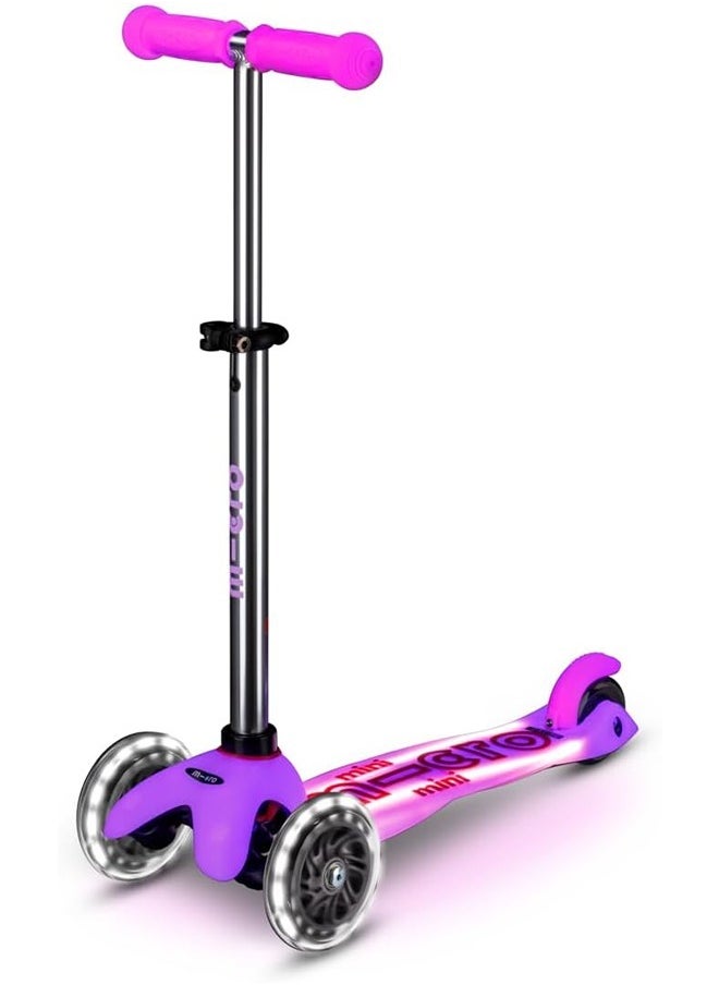 Micro Scooters | Mini Micro Deluxe LED Children's Scooter | Handlebar Adjustable | Light Up Wheels | Glow In The Dark | Boys & Girls | 2-5yrs