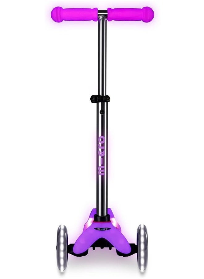 Micro Scooters | Mini Micro Deluxe LED Children's Scooter | Handlebar Adjustable | Light Up Wheels | Glow In The Dark | Boys & Girls | 2-5yrs