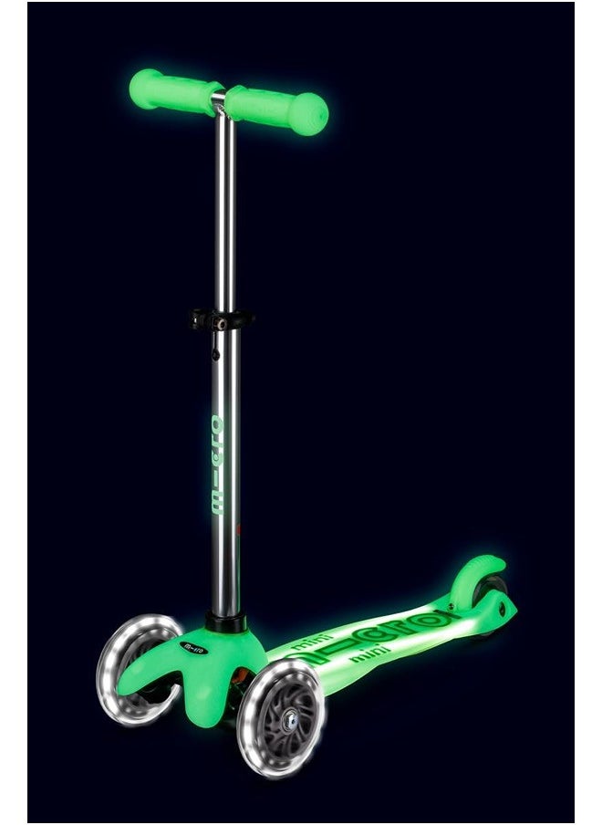 Micro Scooters | Mini Micro Deluxe LED Children's Scooter | Handlebar Adjustable | Light Up Wheels | Glow In The Dark | Boys & Girls | 2-5yrs