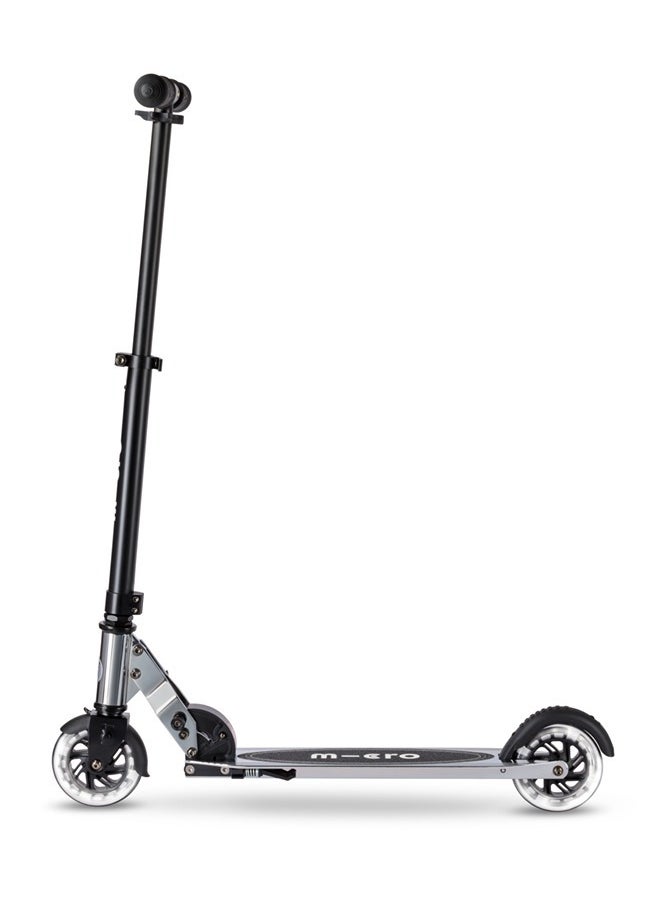 Micro Scooters | Sprite Glow LED Handlebar Adjustable Scooter Silverchrome | Lightweight | Light Up Wheels | Foldable | 6-12yrs | Boys & Girls