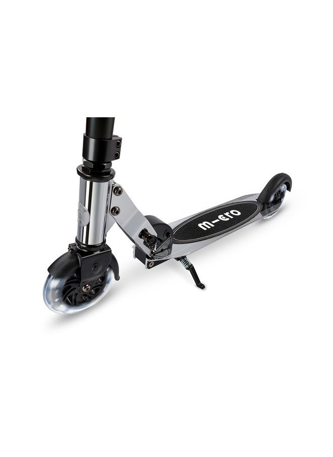 Micro Scooters | Sprite Glow LED Handlebar Adjustable Scooter Silverchrome | Lightweight | Light Up Wheels | Foldable | 6-12yrs | Boys & Girls