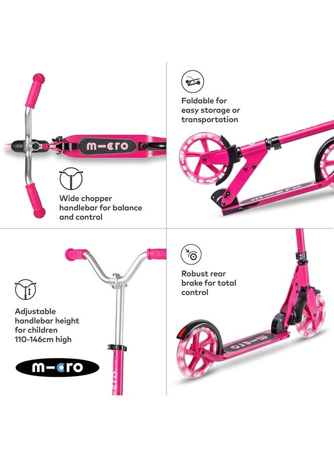 Micro Scooters | Cruiser LED Children's Scooter | Handlebar Adjustable | Lightweight | Light Up Wheels | Foldable | 6-12yrs | Boys & Girls