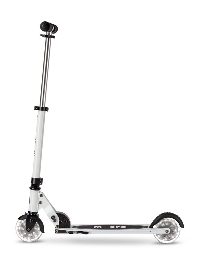 Micro Scooters | Sprite Glow LED Handlebar Adjustable Scooter White | Lightweight | Light Up Wheels | Foldable | 6-12yrs | Boys & Girls