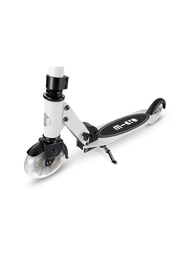 Micro Scooters | Sprite Glow LED Handlebar Adjustable Scooter White | Lightweight | Light Up Wheels | Foldable | 6-12yrs | Boys & Girls