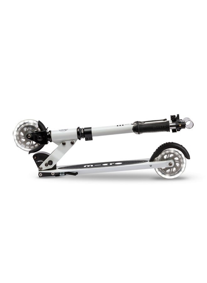 Micro Scooters | Sprite Glow LED Handlebar Adjustable Scooter White | Lightweight | Light Up Wheels | Foldable | 6-12yrs | Boys & Girls