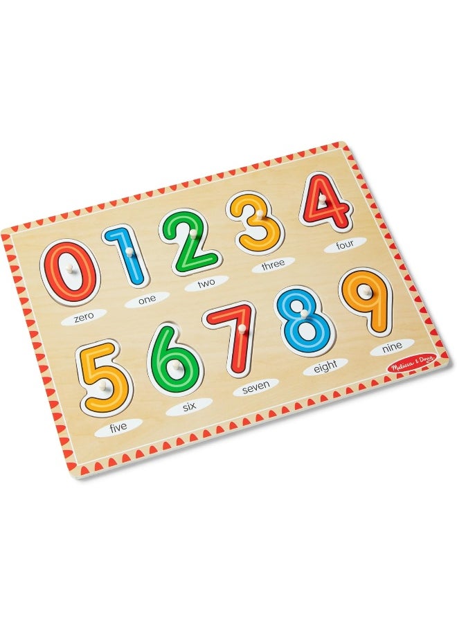 Melissa & Doug Lift & See Numbers Wooden Peg Puzzle (10 Pieces)