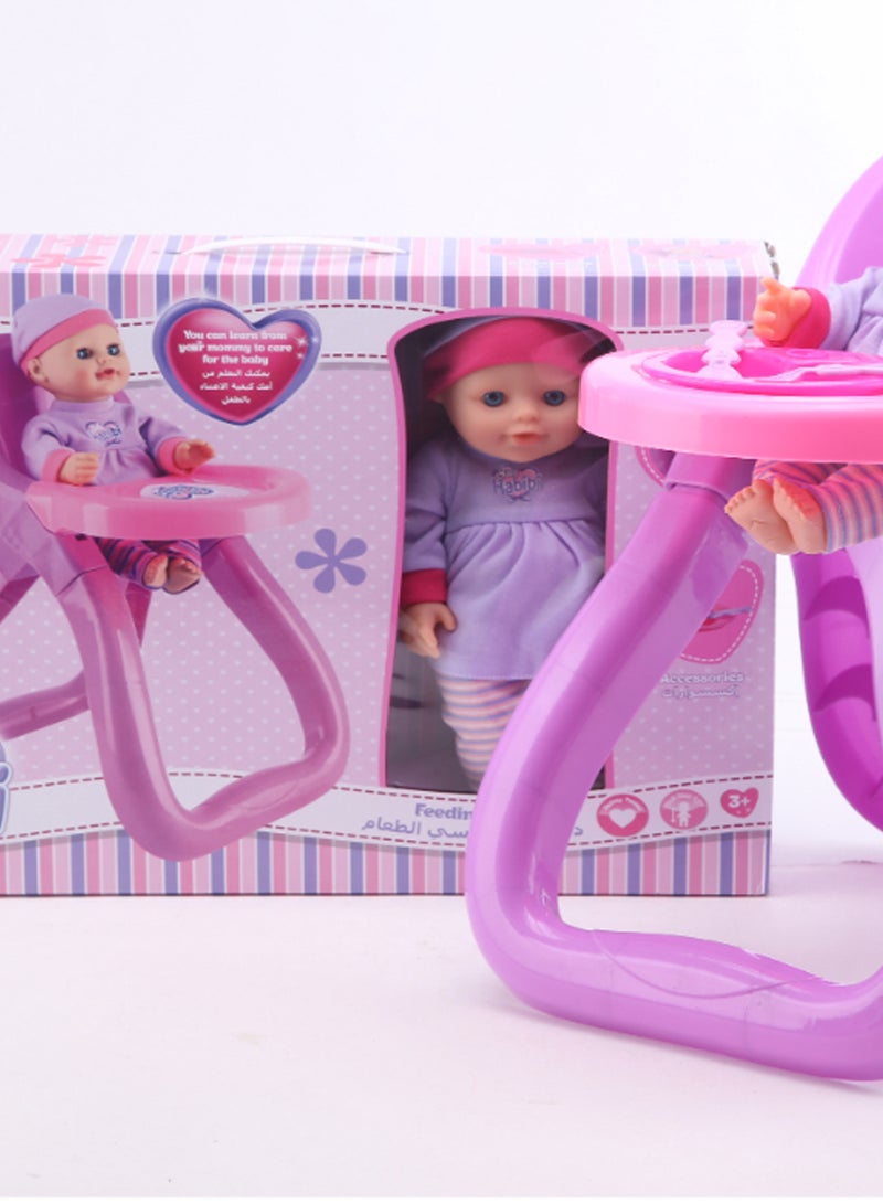 Baby Doll And Food Chair Set