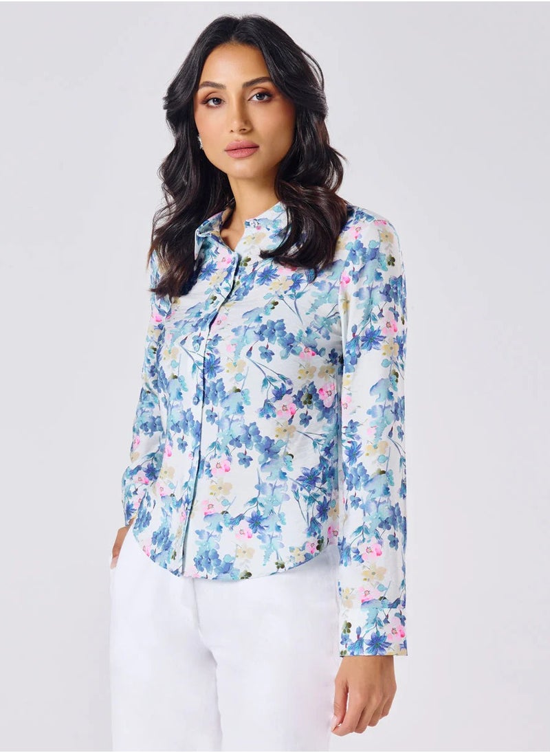 Breezey Blue Printed Shirt