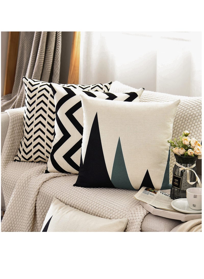 Throw Pillow Covers, Modern Pattern Linen Square Pillow Cushion Case for Sofa Couch Bed Home Outdoor Car