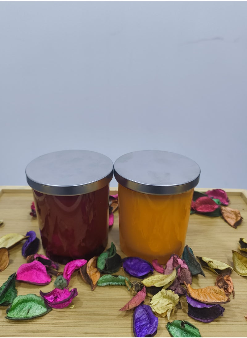 Scented Candle Set – Oud & Patchouli & Orange Blossom, 2 x 150ml, Glass Jar, Made in UAE