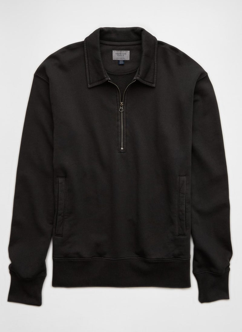 AE Quarter-Zip Polo Collar Sweatshirt