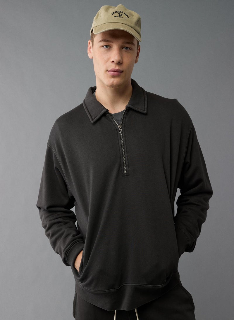 AE Quarter-Zip Polo Collar Sweatshirt