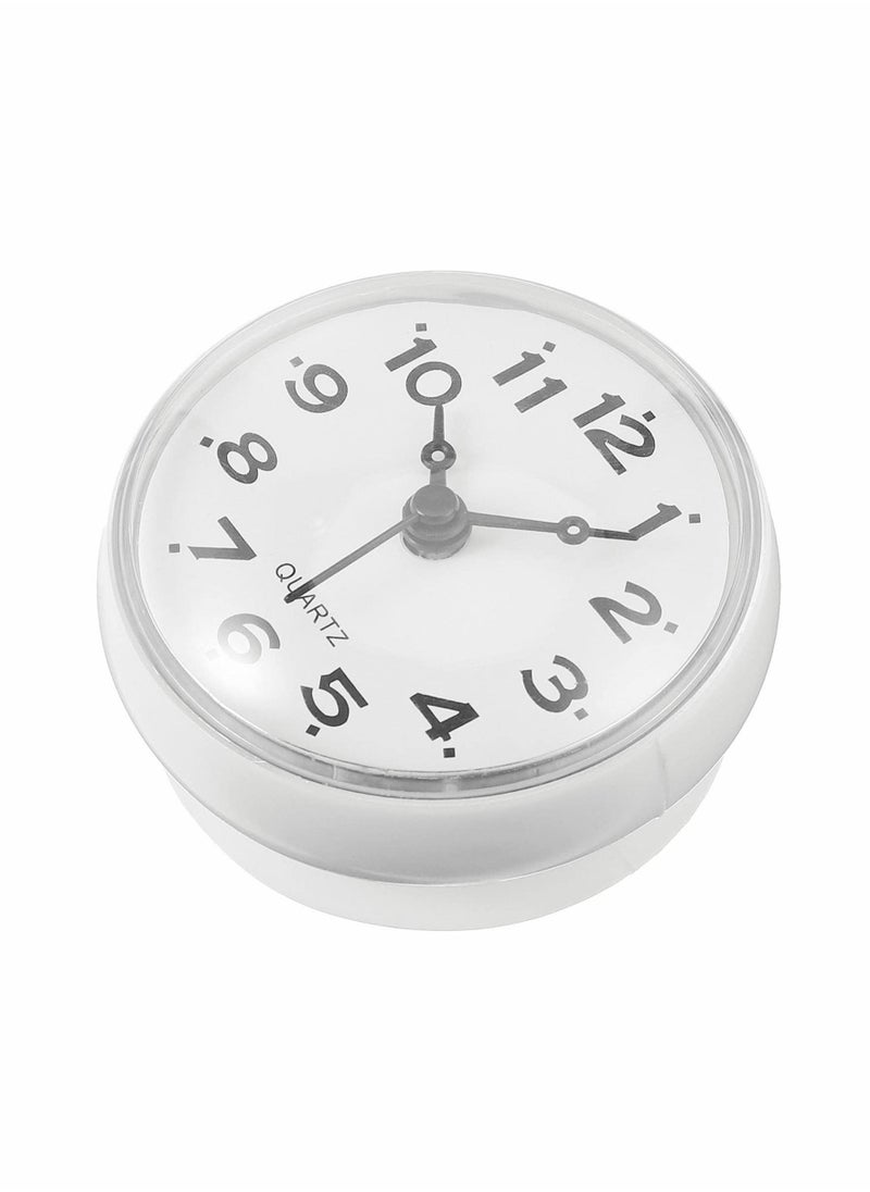 Bathroom Shower Suction Cup Wall Clock Silent Waterproof Clock Quality Quartz Clock (White)