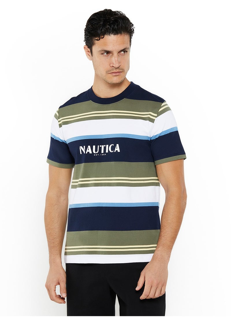 Contrast Striped Regular Fit Premium Cotton Crew Neck T-shirt