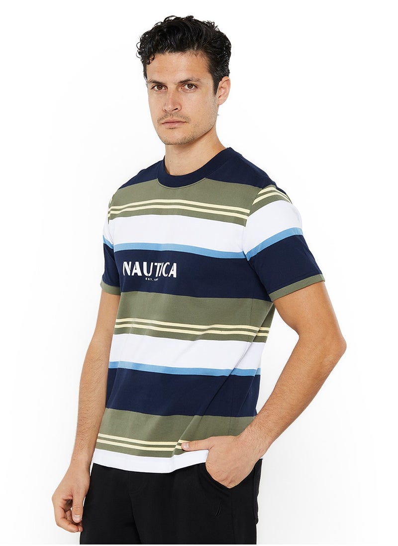 Contrast Striped Regular Fit Premium Cotton Crew Neck T-shirt