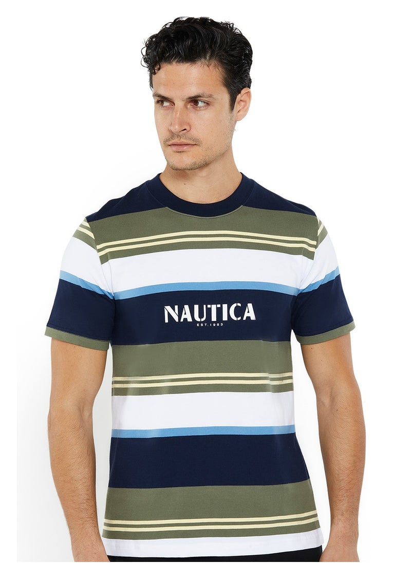 Contrast Striped Regular Fit Premium Cotton Crew Neck T-shirt