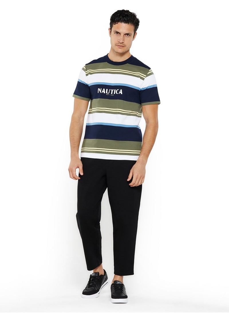 Contrast Striped Regular Fit Premium Cotton Crew Neck T-shirt