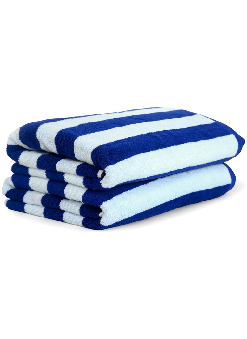 Oversized Beach Towels (2 Pack, 76x180 cm) - Extra Large 100% Cotton Summer Pool Cabana Stripe Highly Absorbent & Soft Towel