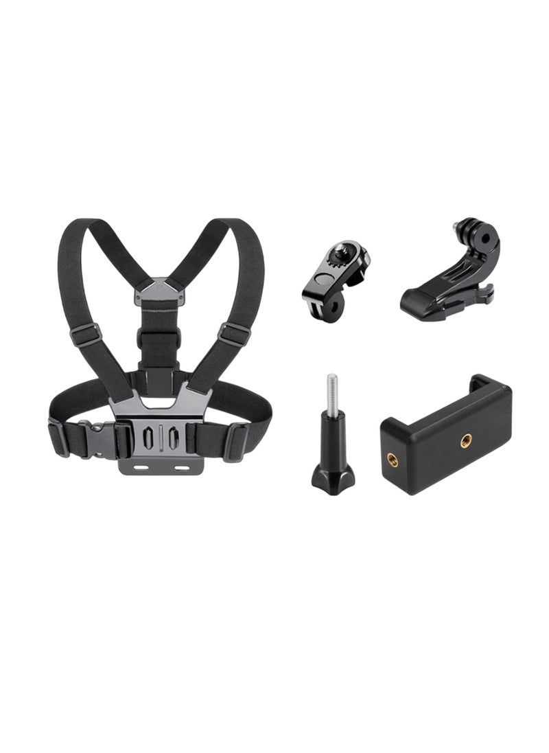 Chest Mount Harness, Mobile Phone Chest Strap Mount, Lightweight Stable Chest Body Mount Harness With Straps And Holder For Phone And Video Action Cameras, (Set 4)