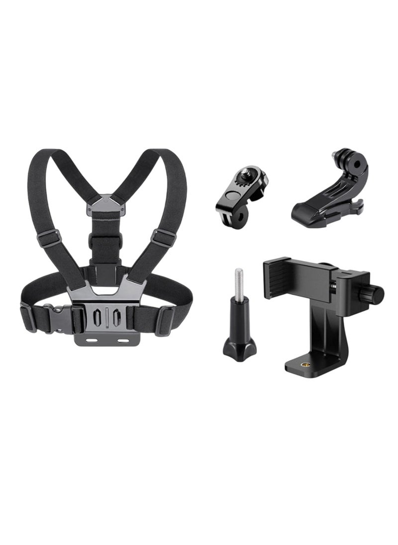 Chest Mount Harness, Mobile Phone Chest Strap Mount, Lightweight Stable Chest Body Mount Harness With Straps And Holder For Phone And Video Action Cameras, (Set 2)