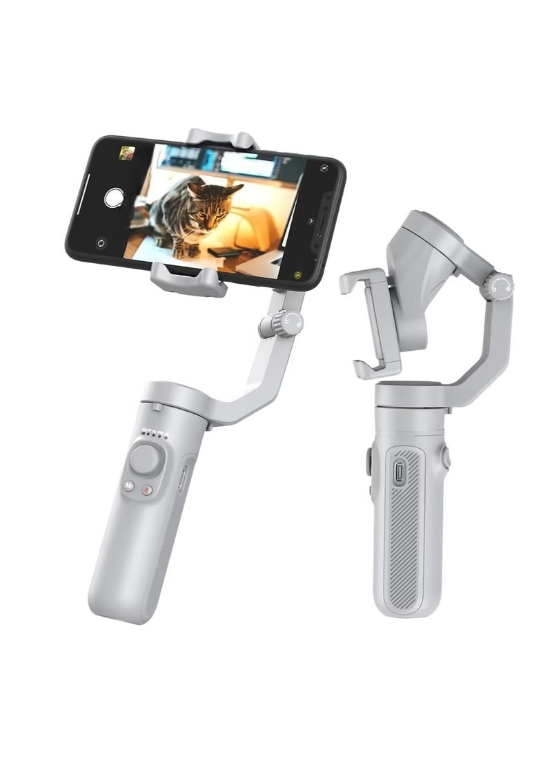 Gimbal Stabilizer, Three Axis Foldable Handheld Smartphone Holder Stabilizer, Portable Anti Shake Tripod Gimbal Smartphone Stabilizer For Iphone Android, (1pc, White)