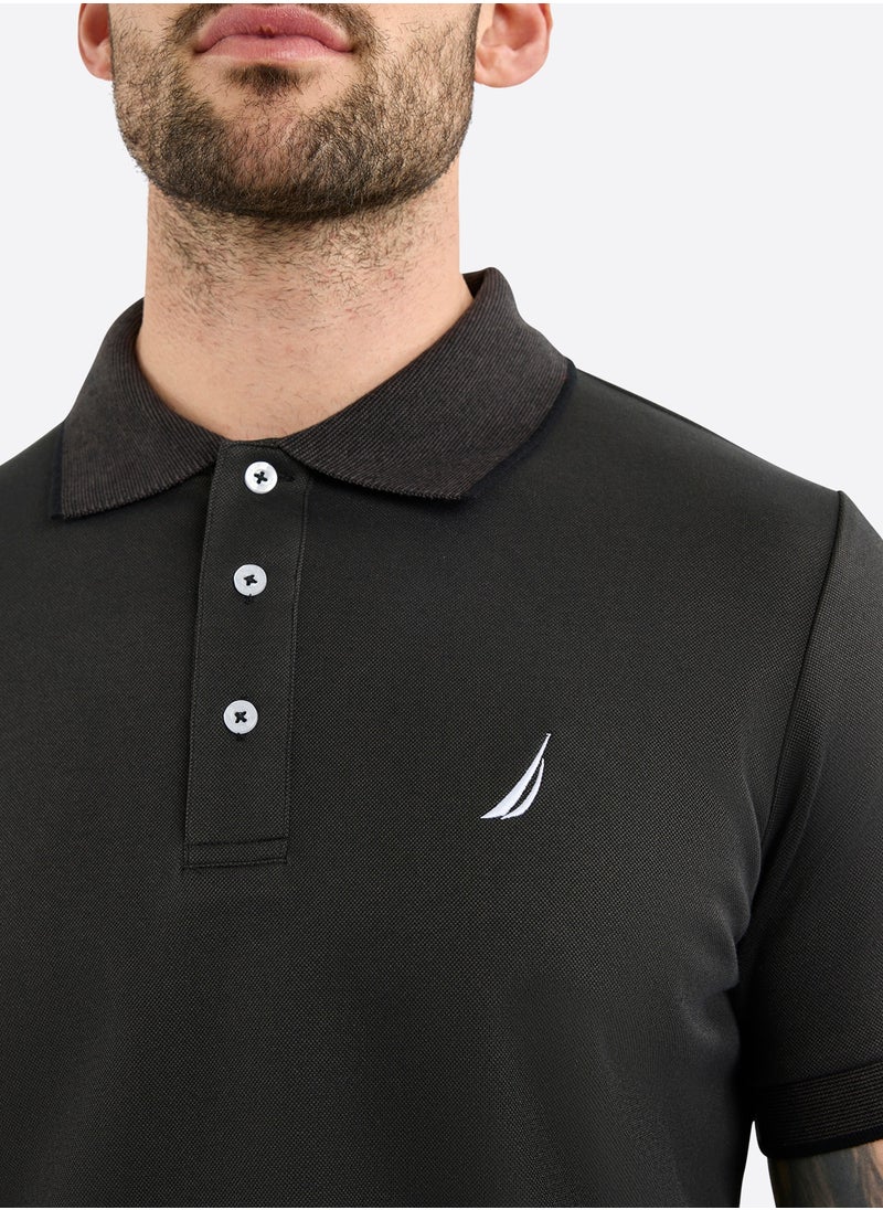 Men's Cotton Blend Black Polo T-Shirt – Classic Essential for Casual Look