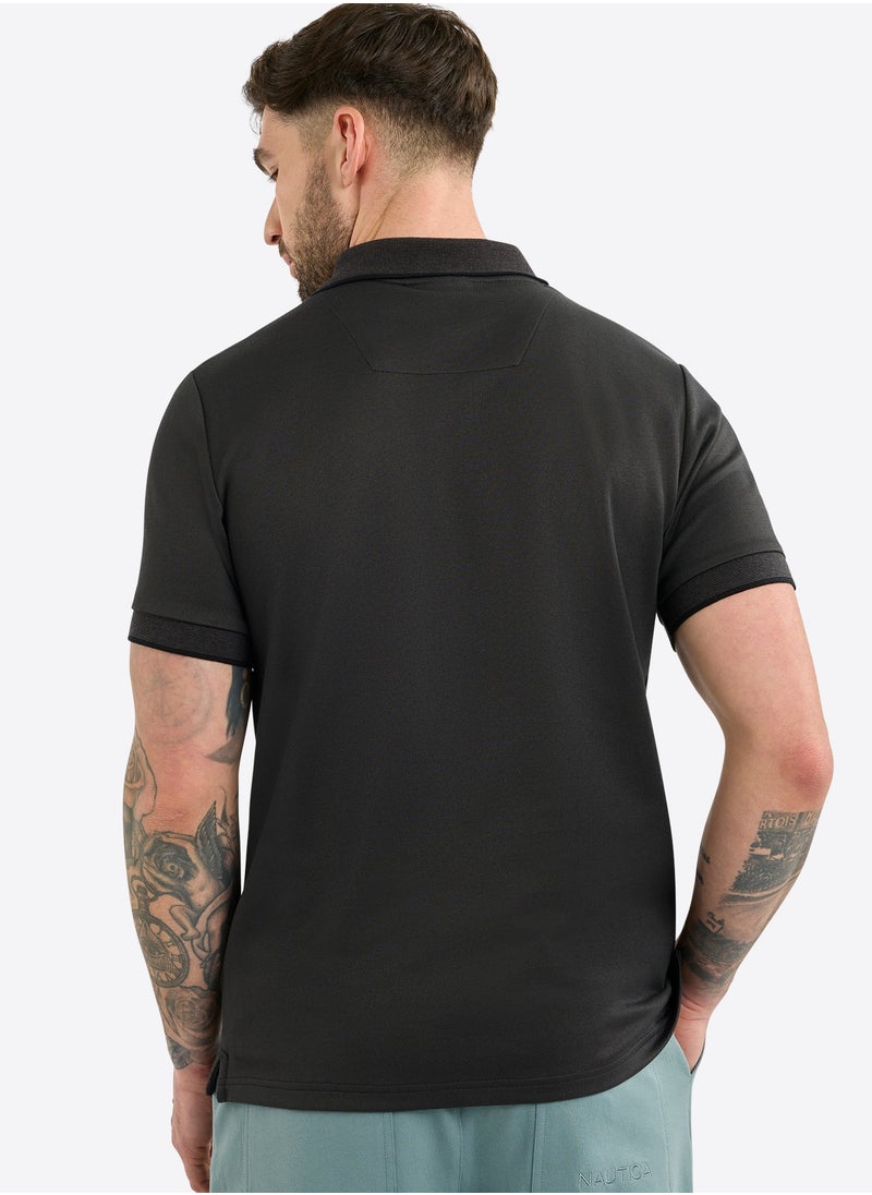 Men's Cotton Blend Black Polo T-Shirt – Classic Essential for Casual Look