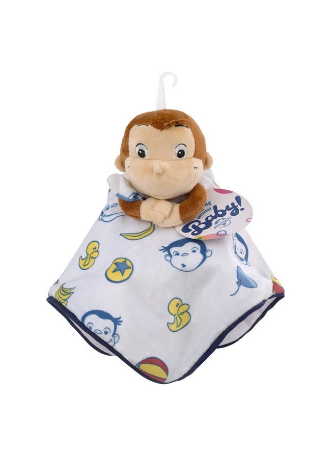 NoJo Welcome to The Universe Baby Curious George White, Blue, Red, Yellow and Brown Plush Security Baby Blanket