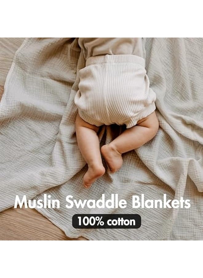 Muslin Swaddle Blankets for Newborn, 3 Pack Breathable Soft Receiving Blanket, Large 38 x 40 inches Swaddle Wrap Burping Clothes, Essentials Infant Shower Items, Toddler Gift (Bright Colors)