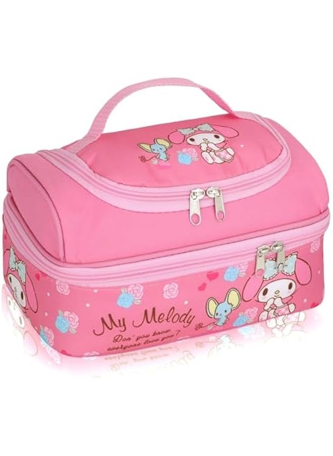 Anime Melody Lunch Bag for Man Woman Leakproof Lunch Box Large Compartment Lunch Container Tote for Work Travel Pink