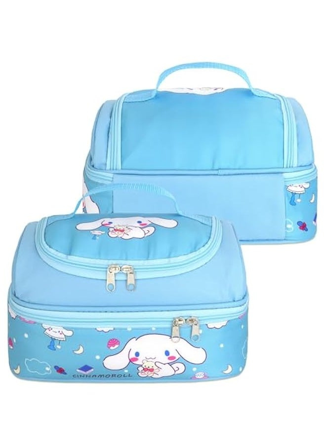 Anime Cinnamoroll Lunch Bag for Man Woman Leakproof Lunch Box Large Compartment Lunch Container Tote for Work Travel Blue