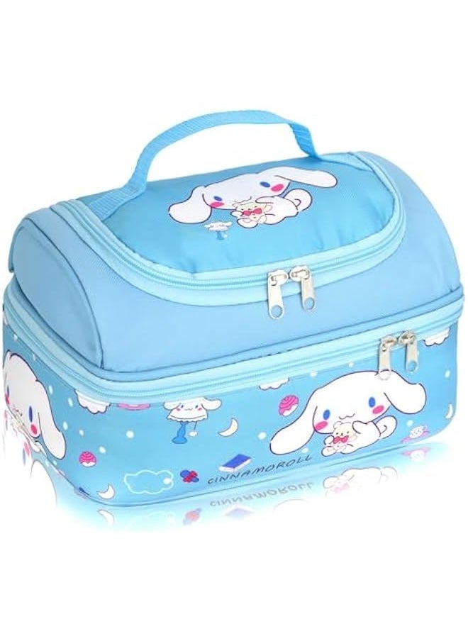 Anime Cinnamoroll Lunch Bag for Man Woman Leakproof Lunch Box Large Compartment Lunch Container Tote for Work Travel Blue