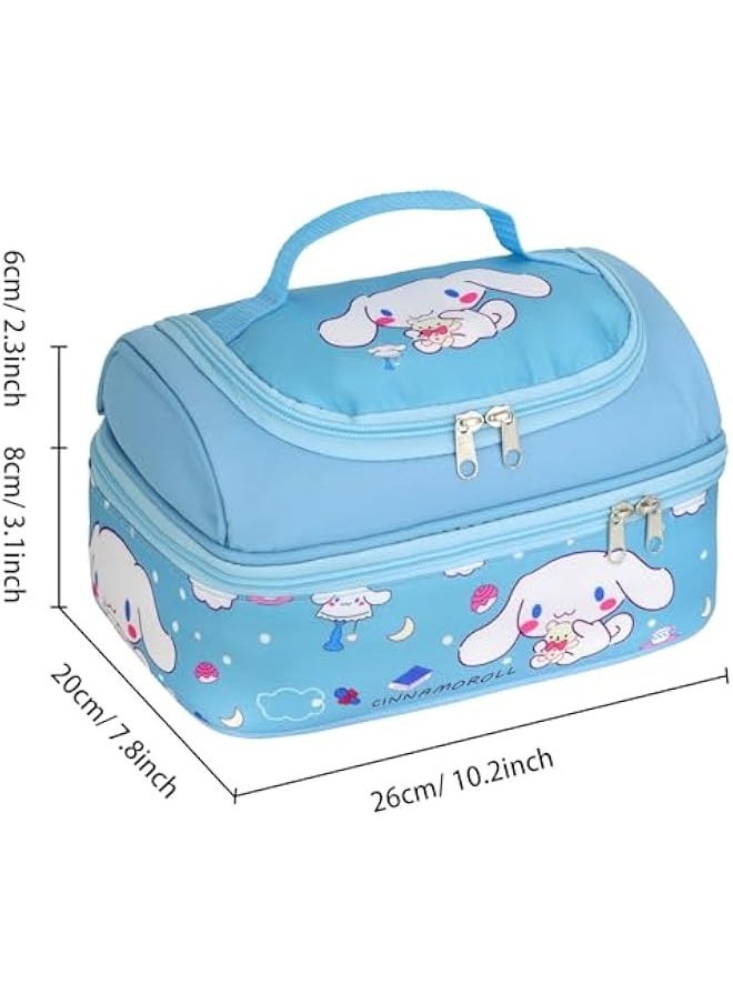 Anime Cinnamoroll Lunch Bag for Man Woman Leakproof Lunch Box Large Compartment Lunch Container Tote for Work Travel Blue