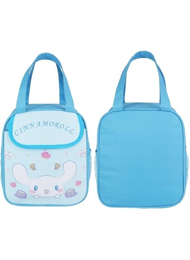 Anime Cinnamoroll Big Ear Lunch Bag for Man Woman Leakproof Lunch Box Large Compartment Heat Preservation for Cold Two Applicable Lunch Container Tote for Work Travel Blue