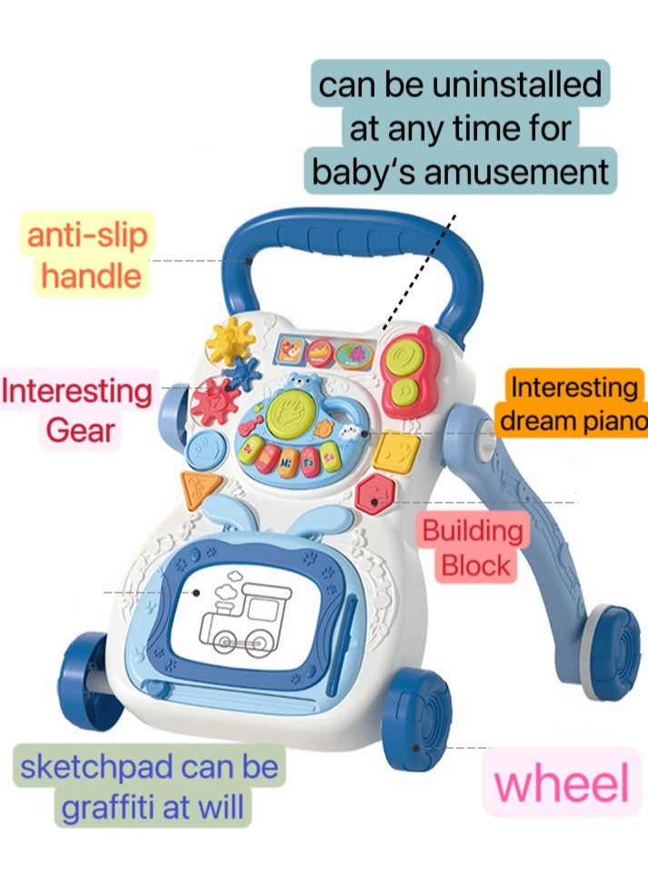 Baby Walker 2 In 1，Activity Walker For Baby With Drawing Board,Music,Shape Sorters&Rotary Gears . Activity Kids Walker For Baby Boys Gril 6-24 Months