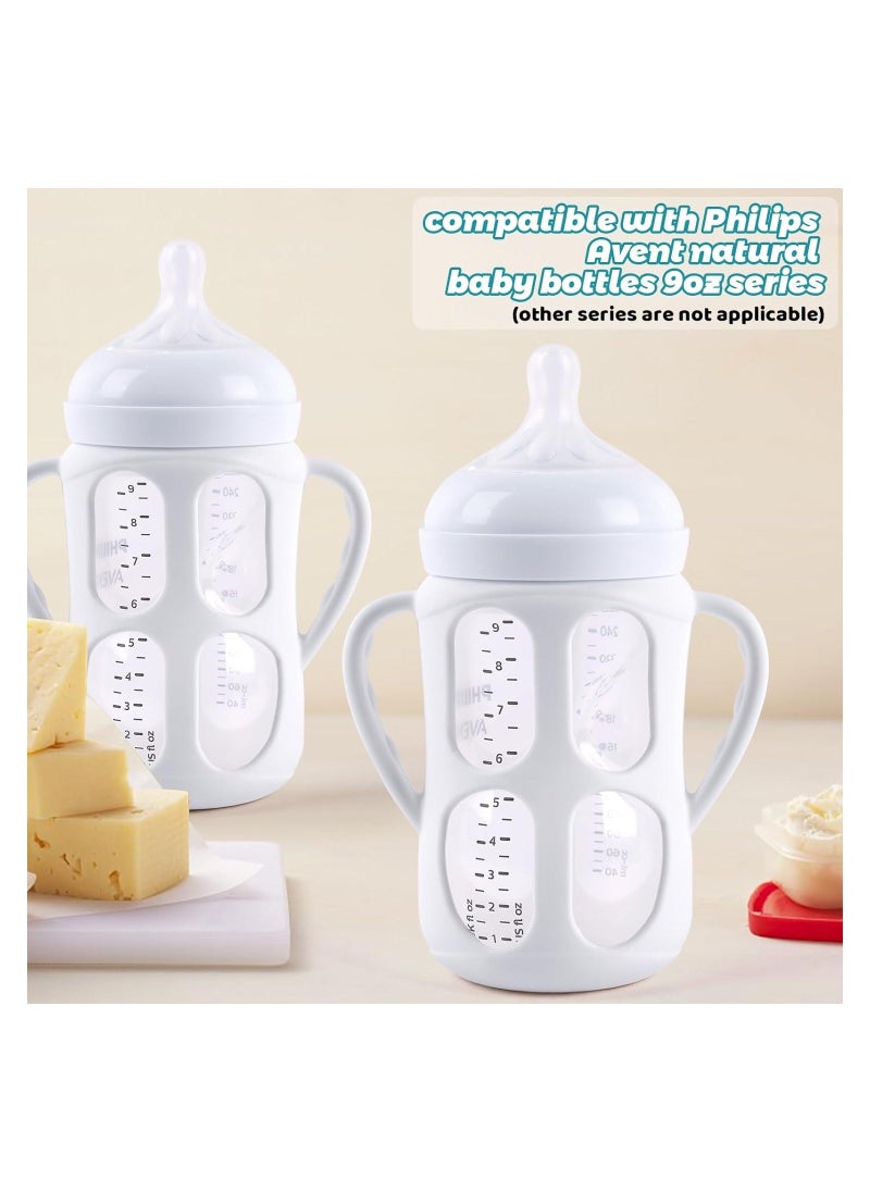 3 Pack Baby Bottle Handles, fit for Philips Avent Natural Baby Bottles 9oz Series, Baby Bottle Holder with Easy Grip Handles, for Teething Babies, for Dishwashers and Disinfectors, Food Grade Silicone