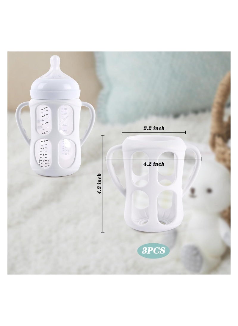 3 Pack Baby Bottle Handles, fit for Philips Avent Natural Baby Bottles 9oz Series, Baby Bottle Holder with Easy Grip Handles, for Teething Babies, for Dishwashers and Disinfectors, Food Grade Silicone