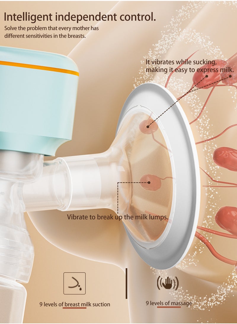 Lightweight Electric Breast Pump with LED Display and 180ml Milk Bottle 3 Modes 9 Levels Easy to Clean