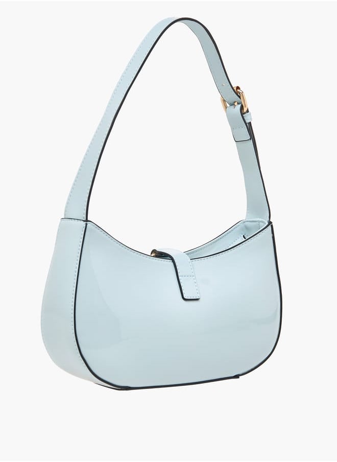 Women Solid Shoulder Bag with Adjustable Handle and Zip Closure