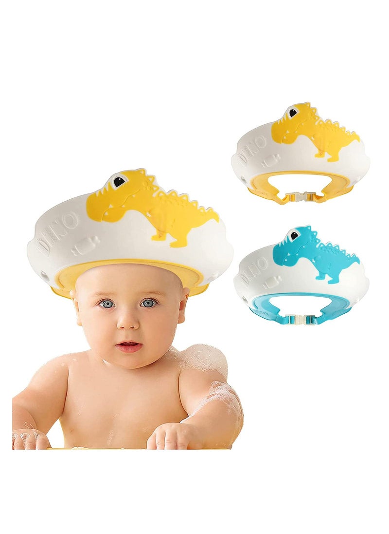 SYOSI Baby Shower Cap for Kids, Adjustable Toddler Hair Washing Bathing Cap, Baby Shower Visor Shampoo Cap Protect Baby Eyes, Dinosaur, 2 Pack